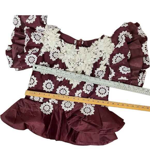 HANDMADE Lace African Style Formal Top Skirt Burgundy White Hand Crafted - Picture 10 of 13